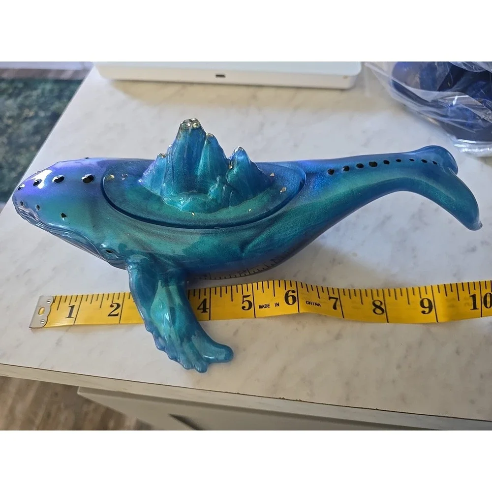Resin Blue Whale Decoration Gift Trinket Holder Handmade. 630